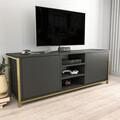 Comoda TV, Retricy, Otis, 140x35.3x50.8 cm, PAL, Aur/Antracit