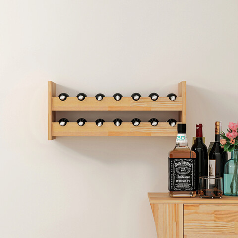 Raft pentru sticle de vin, dekzy, dzyd0009, 70x30x25 cm, stejar