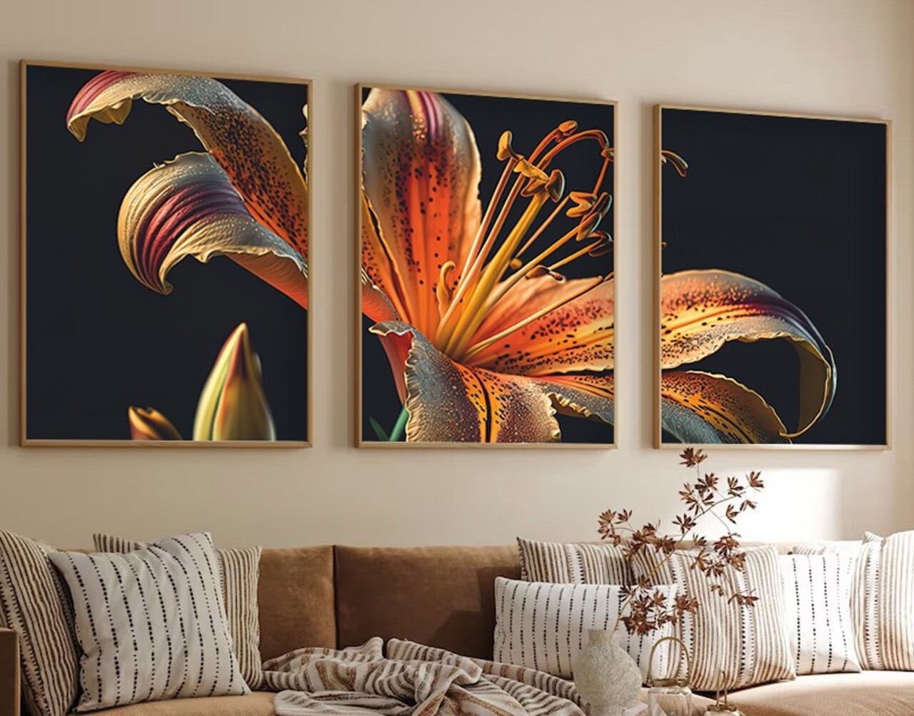 Set 3 tablouri decorative Huhu221 Cadru: 100% LEMN MASIV (Grosime: 25 cm) Multicolor