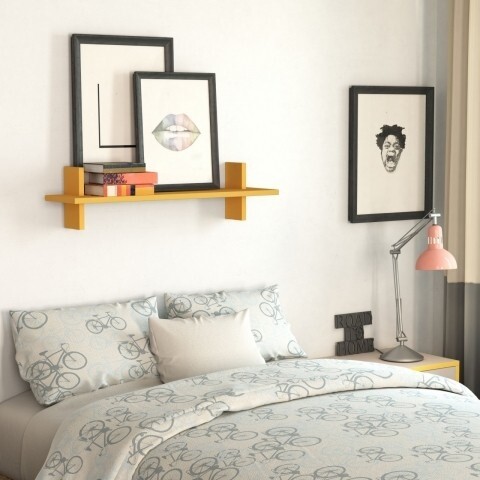 Raft pentru perete, Homitis, Must - Mustard, 20x80x20 cm