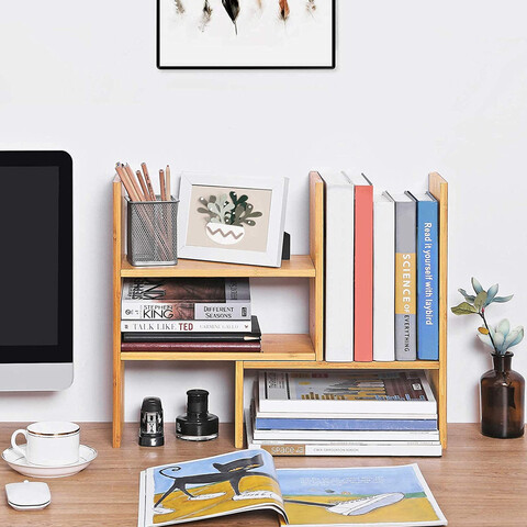 Organizator multifunctional DIY, Songmics, reglabil in 3 pozitii, 64.7x15x40 cm, bambus, maro