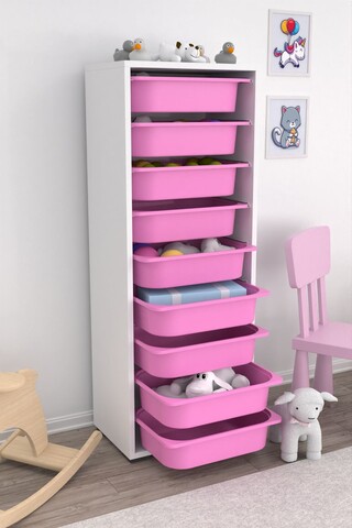 Dulap multifunctional, Estella, Zola 9N, Alb/Roz