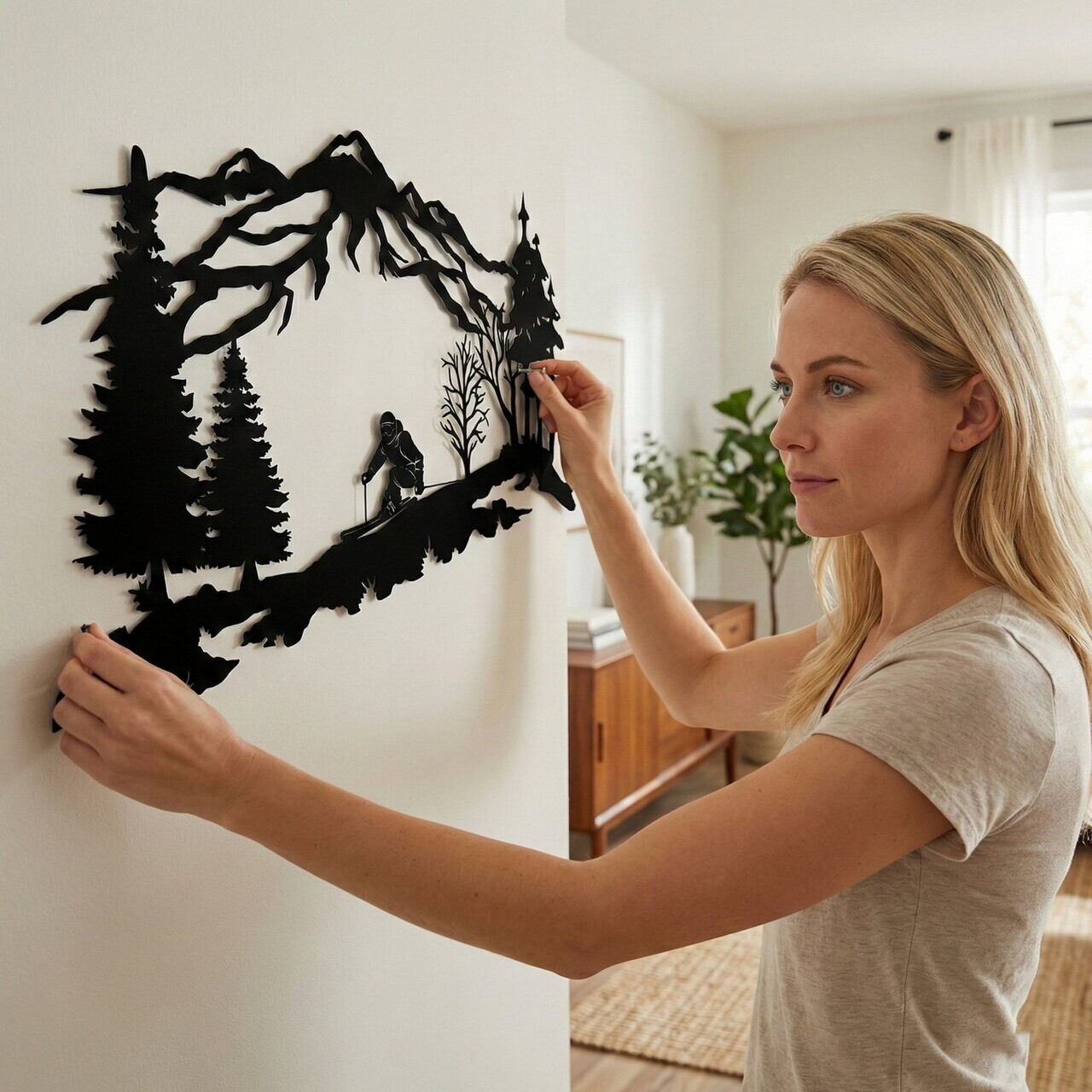Decoratiune de perete, 5323, Metal, Dimensiuni: 75 x 48 cm, Negru