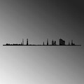 Decoratiune de perete, Hamburg Skyline, Metal, Dimensiune: 120 x 0,15 x 11 cm, Negru
