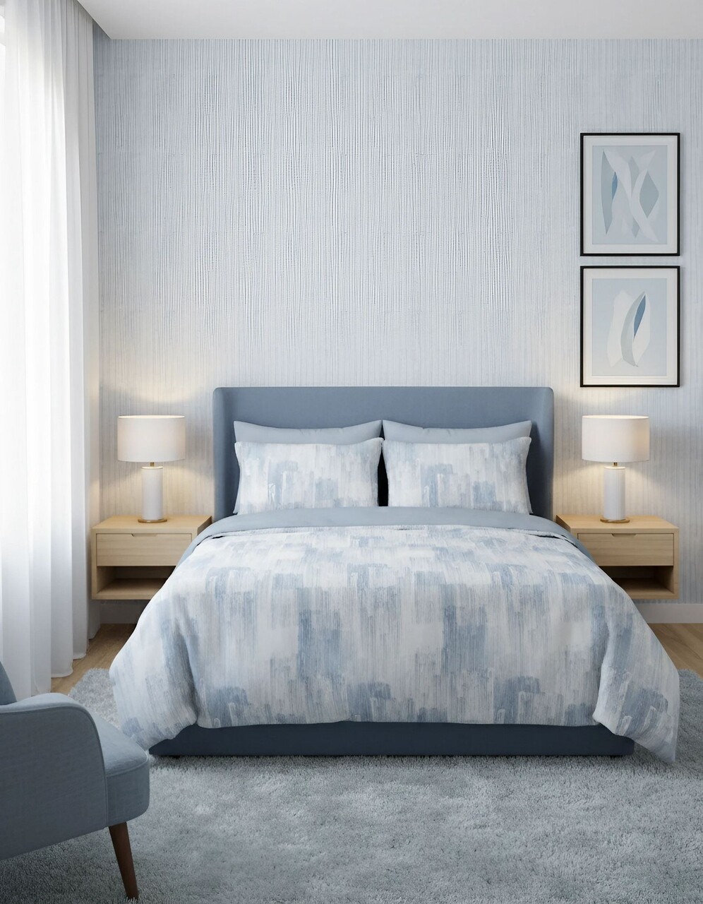 Lenjerie de pat dubla (DE) L'essentiel Maison Moreno Kombin Albastru