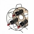 Suport rotund pentru 7 sticle de vin, 37 x 58 x 43 cm, lemn/metal, natur/negru