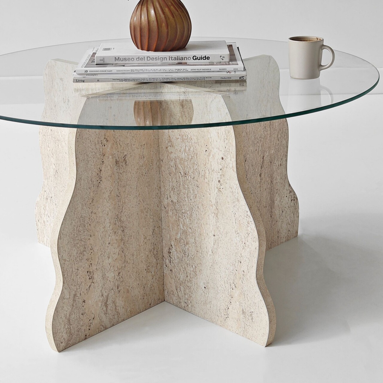 Masuta de cafea, Hanah Home, Butterfly, 75x40x75 cm, Travertin / Transparent - view 7