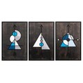 Decoratiune de perete, Pramit, Placaj, 39 x 59 cm, 3 piese, Multicolor