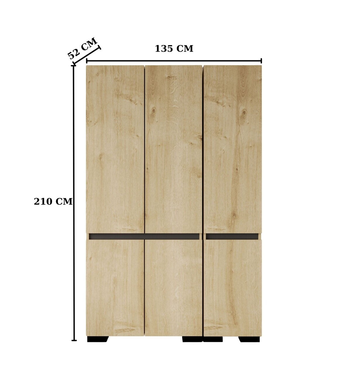Dulap pentru haine, Hanah Home, Floransa 135, 135x210x52 cm, PAL MELAMINAT, Stejar safir / Antracit — imaginea 6