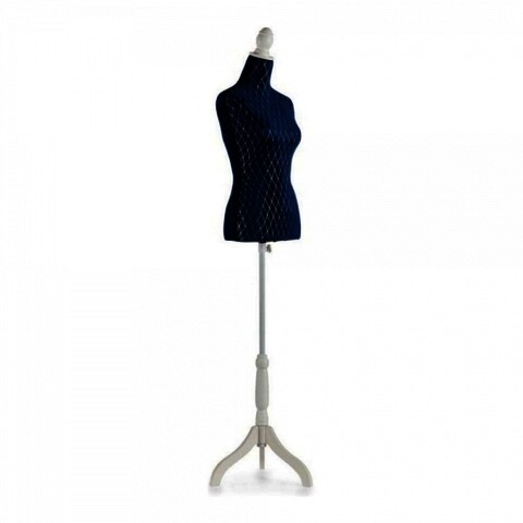 Cuier manechin Rhombus, Gift Decor, 41 x 39 x 165 cm, lemn/catifea, albastru