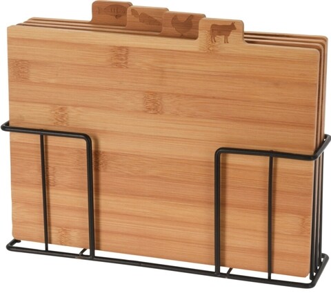 Set 4 tocatoare cu suport, 28x20x7 cm, bambus/metal