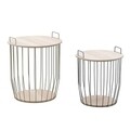 Set 2 masute de cafea cu spatiu de depozitare InArt, lem/metal, negru/auriu