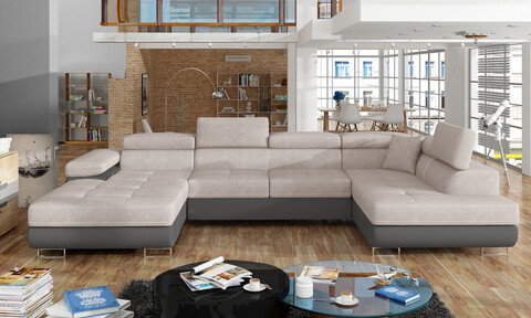 Coltar extensibil dreapta 6 locuri ELTAP, Rod-45, Rodrigo, 345x202x90 cm, lemn/poliester, gri/gri inchis