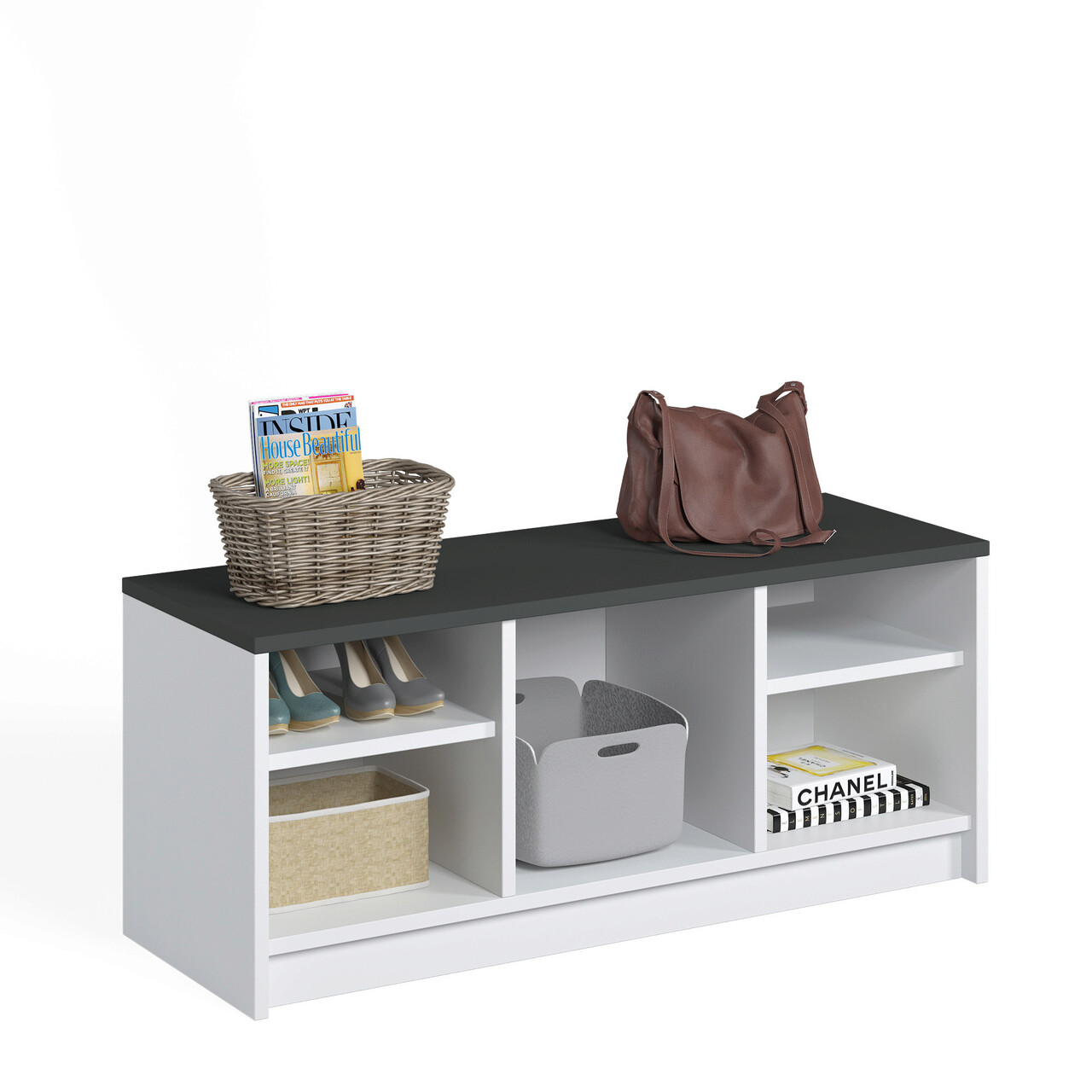 Pantofar, Olivia, London, 100x40x35 cm, PAL, Alb / Antracit - 1 | YEO