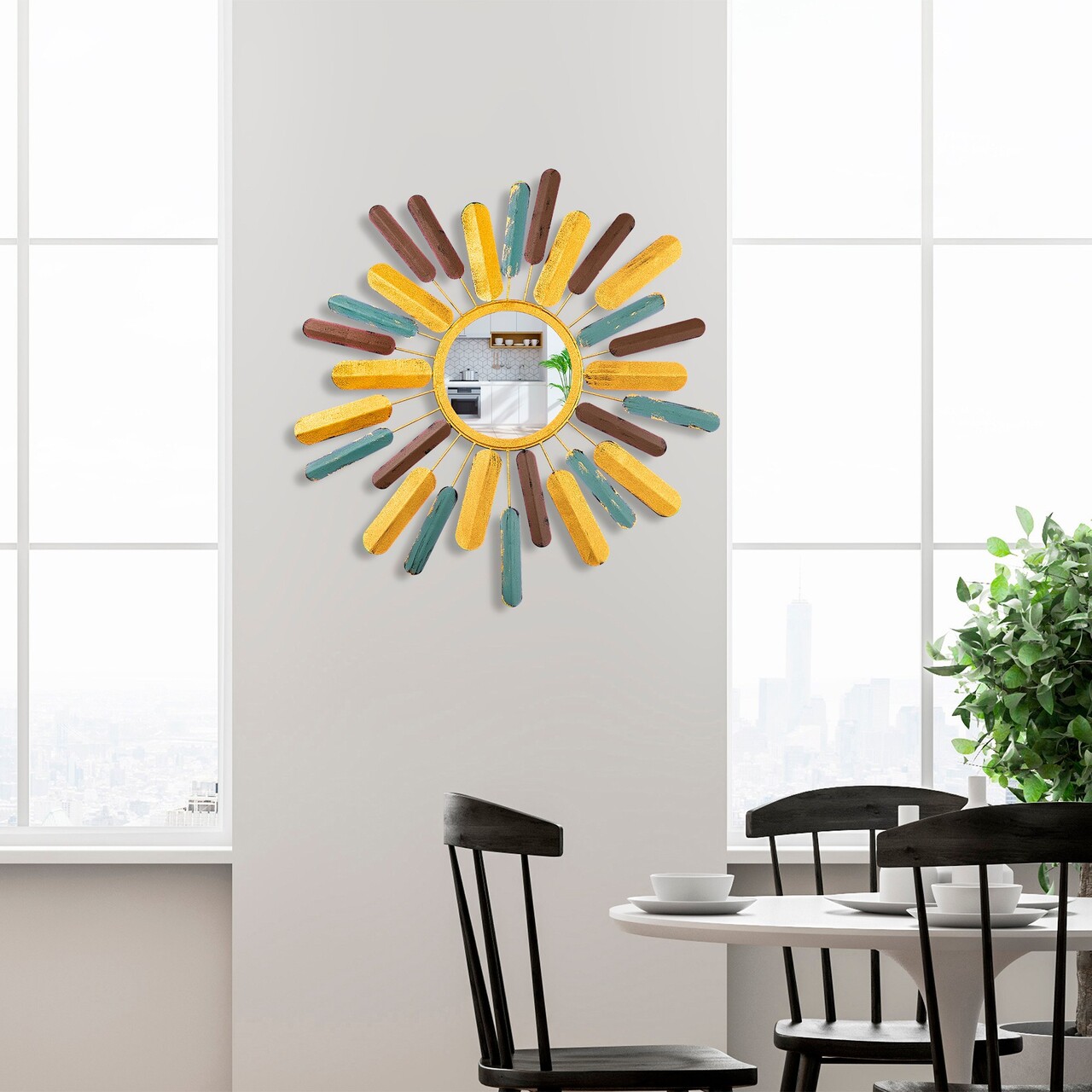 Oglinda decorativa Mirror Sun 2 Dimensiuni: 75 x 75 x 4 cm Multicolor