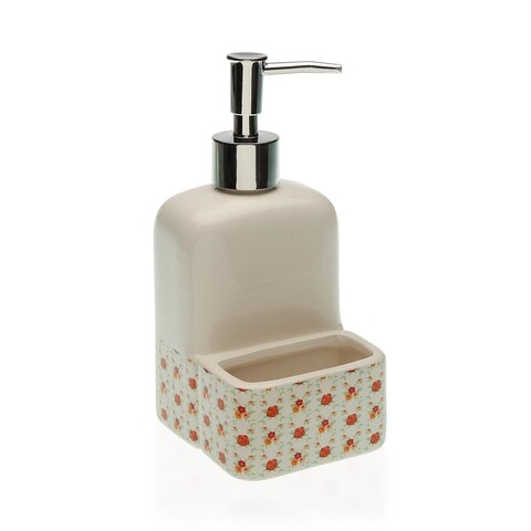 Dozator detergent lichid cu suport burete mandala, versa, 18.5 cm, ceramica