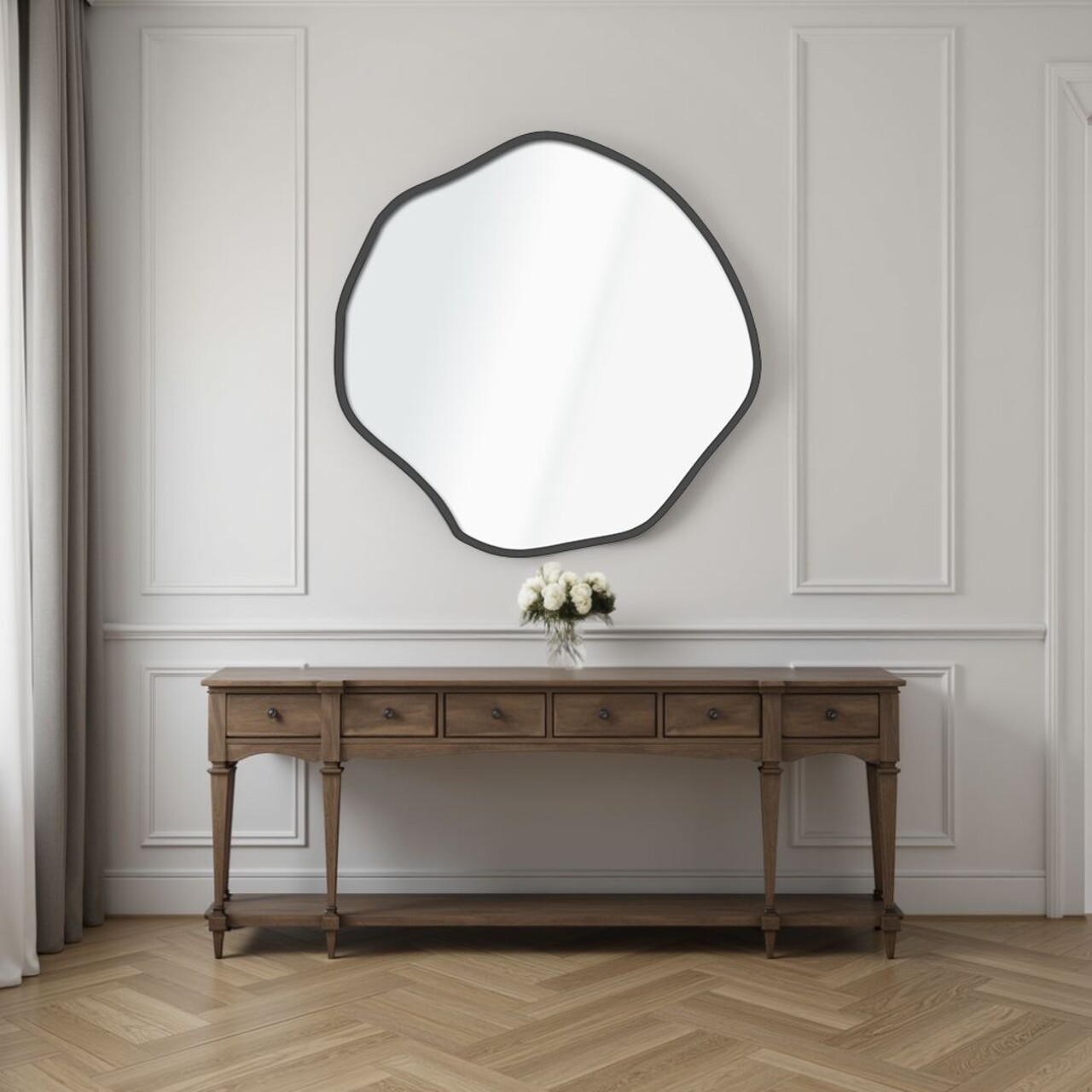 Oglinda decorativa, Lumisfera, Bowed 60 x 60, Negru