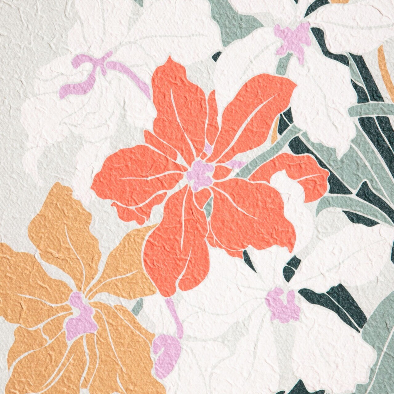 Tablou decorativ hibiscus Saaro, Homla, 40x50x2 cm, lemn/hartie, natur — imaginea 4