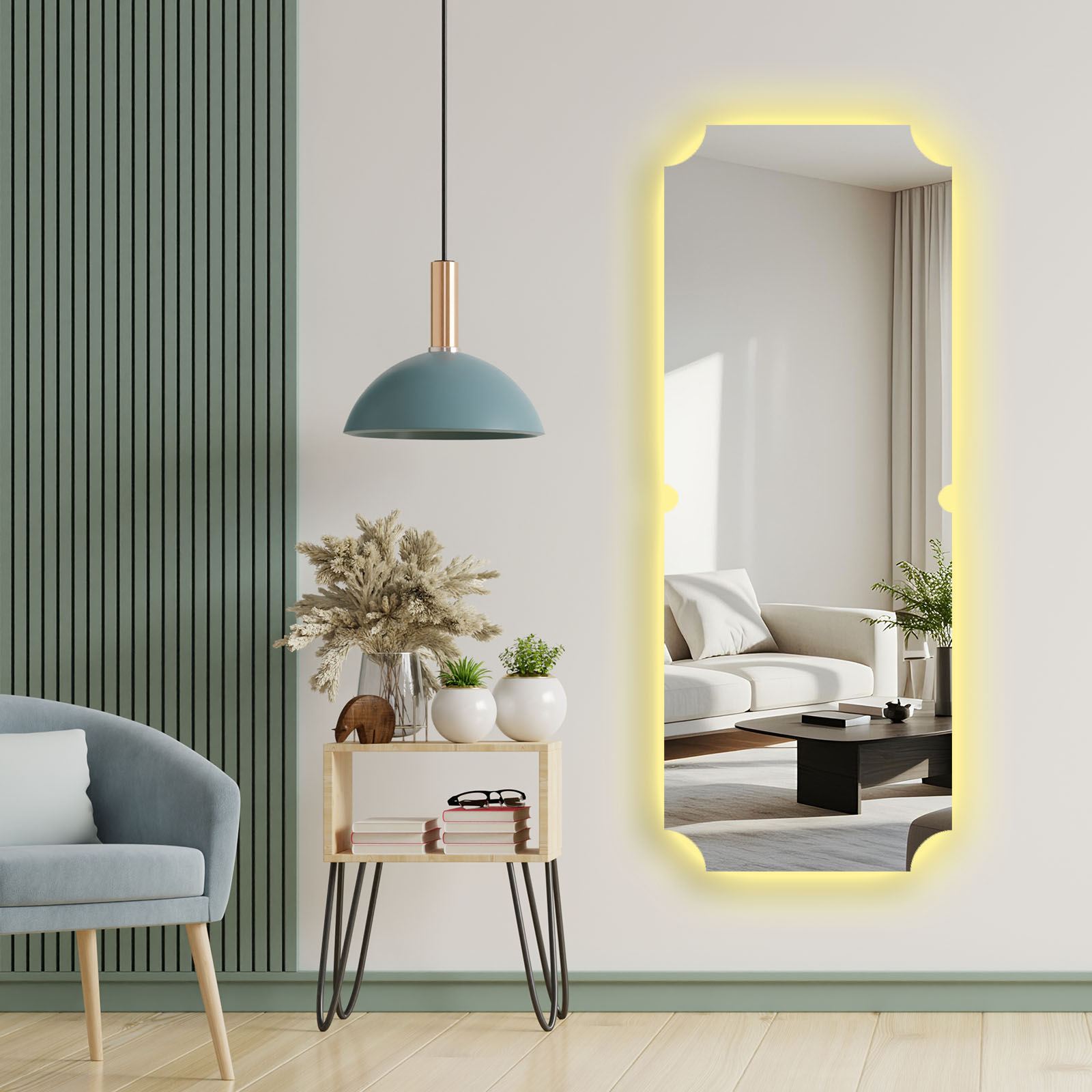 Oglinda cu Iluminare Led, Hanah Home, 52135Ledayna-007, 52x135 cm, OGLINDA (Grosime: 4 mm), Multicolor