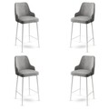 Set scaune  de bar 4 piese, Charlotte, Enox, Metal, Gri/Alb