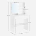 Masa de toaleta cu oglinda / masuta dressing, Vasagle, 70x40x136 cm, PAL/oglinda, alb