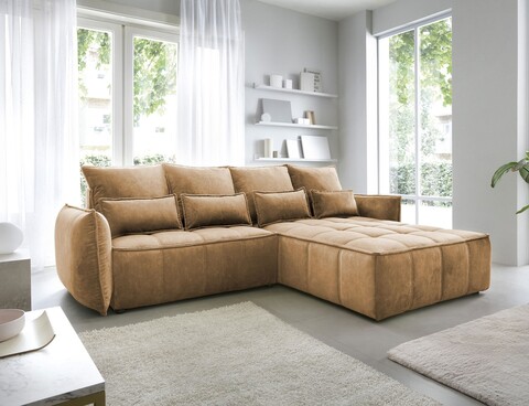 Coltar extensibil dreapta 4 locuri ELTAP, RT-45TOS, Campo, 265x196x88 cm, lemn/poliester, mustar