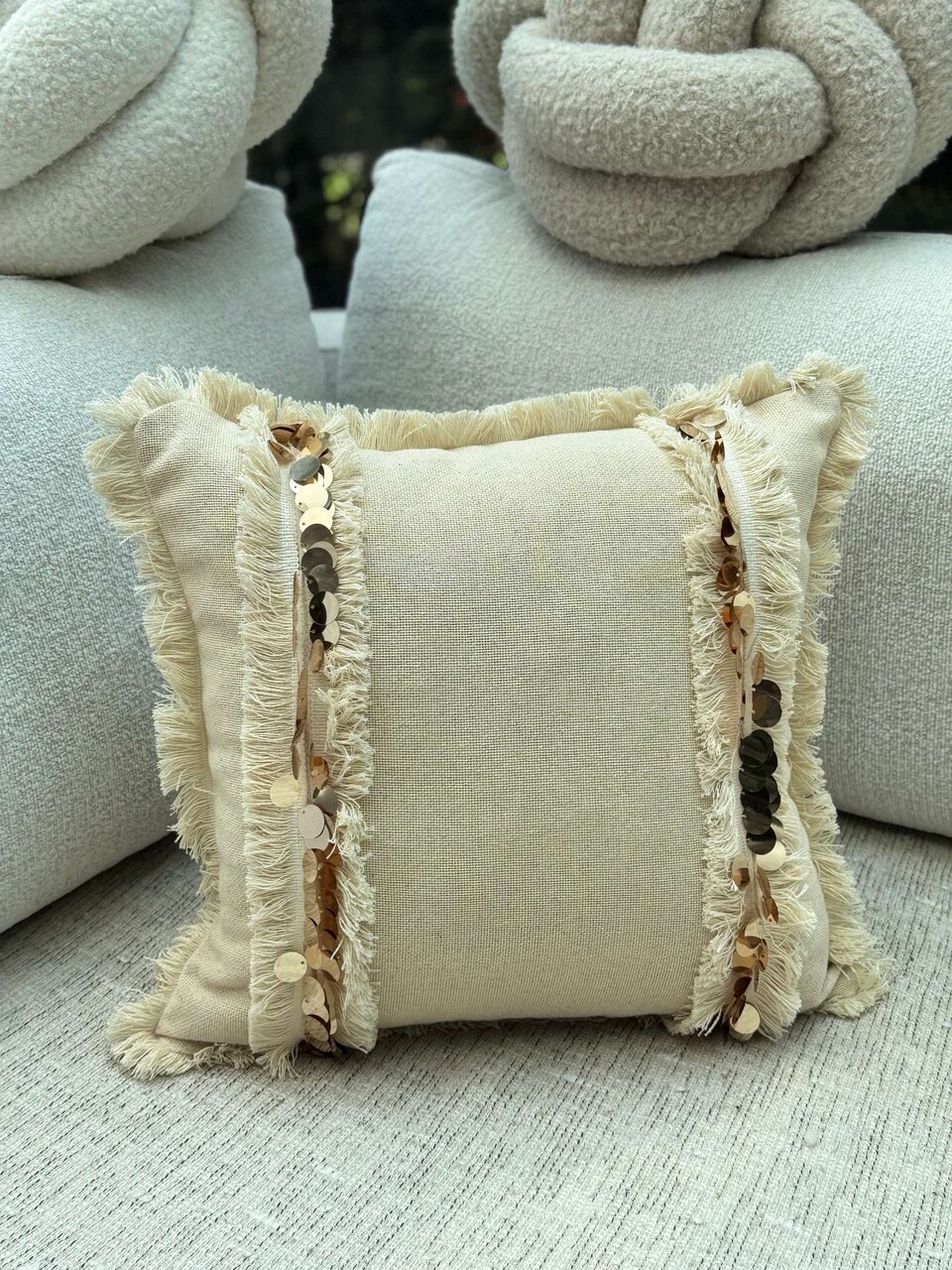 Husa de perna, KET008, 43x43 cm, Amestec bumbac, Bej - view 4