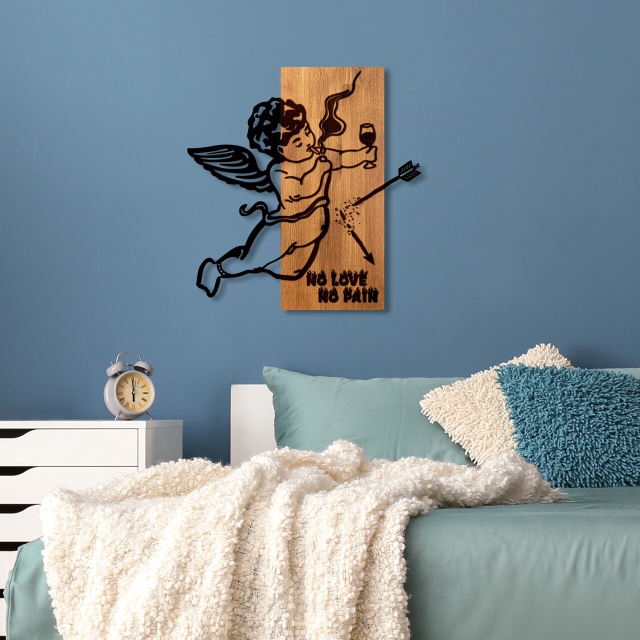 Decoratiune de perete, Wine &amp; Eros, Lățime: 57 cm, Nuc / Negru - view 3