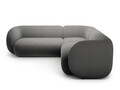 Coltar simetric 5 locuri, Kate, Micadoni, 252x252x76 cm, catifea, gri inchis