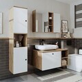 Set Dulap de Baie cu Chiuvetă și Oglindă (3 Piese), Hanah Home, 2521, MDF, Pin Atlantic / Alb
