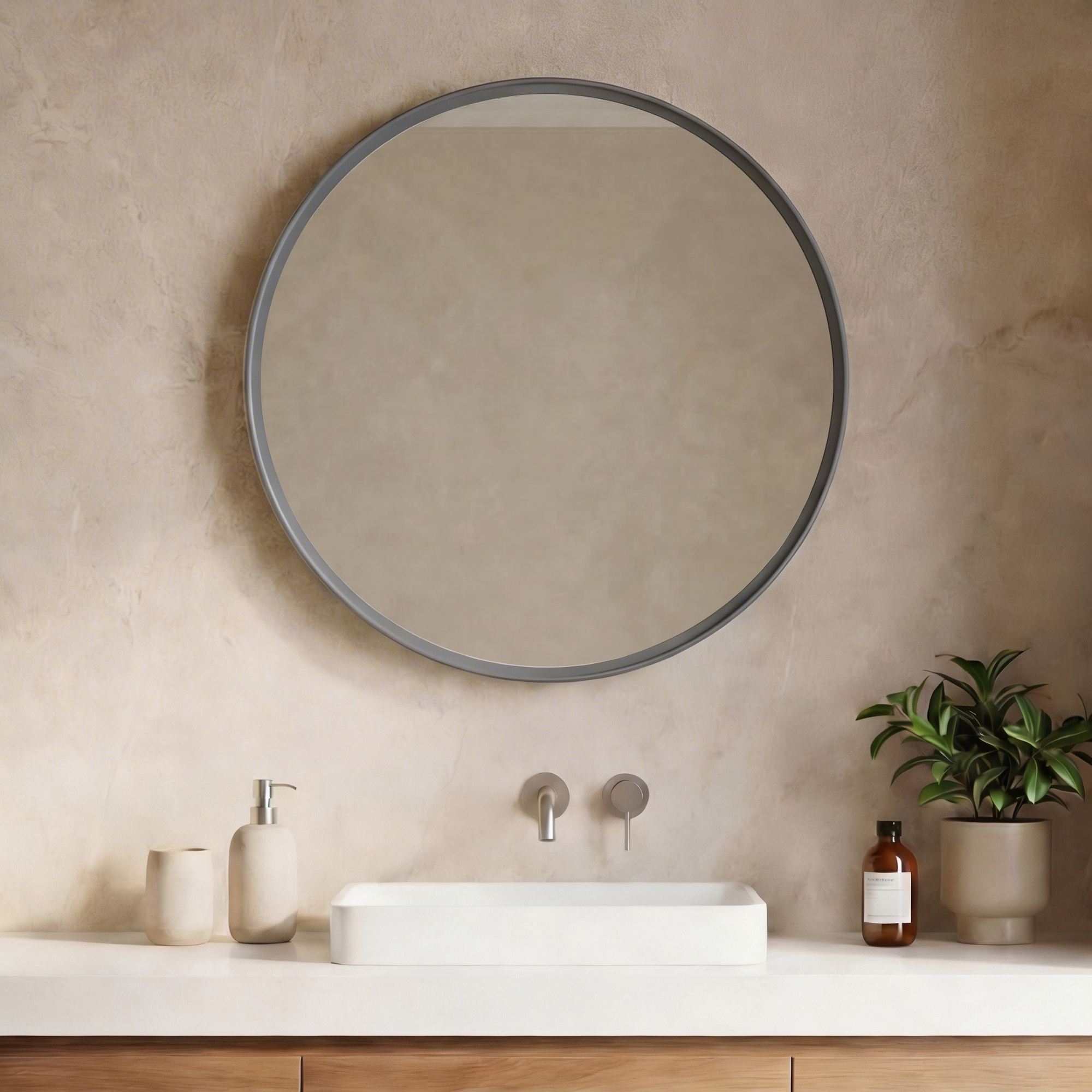 Oglinda decorativa, Hanah Home, Moonlight 75 v2, Gri Mat