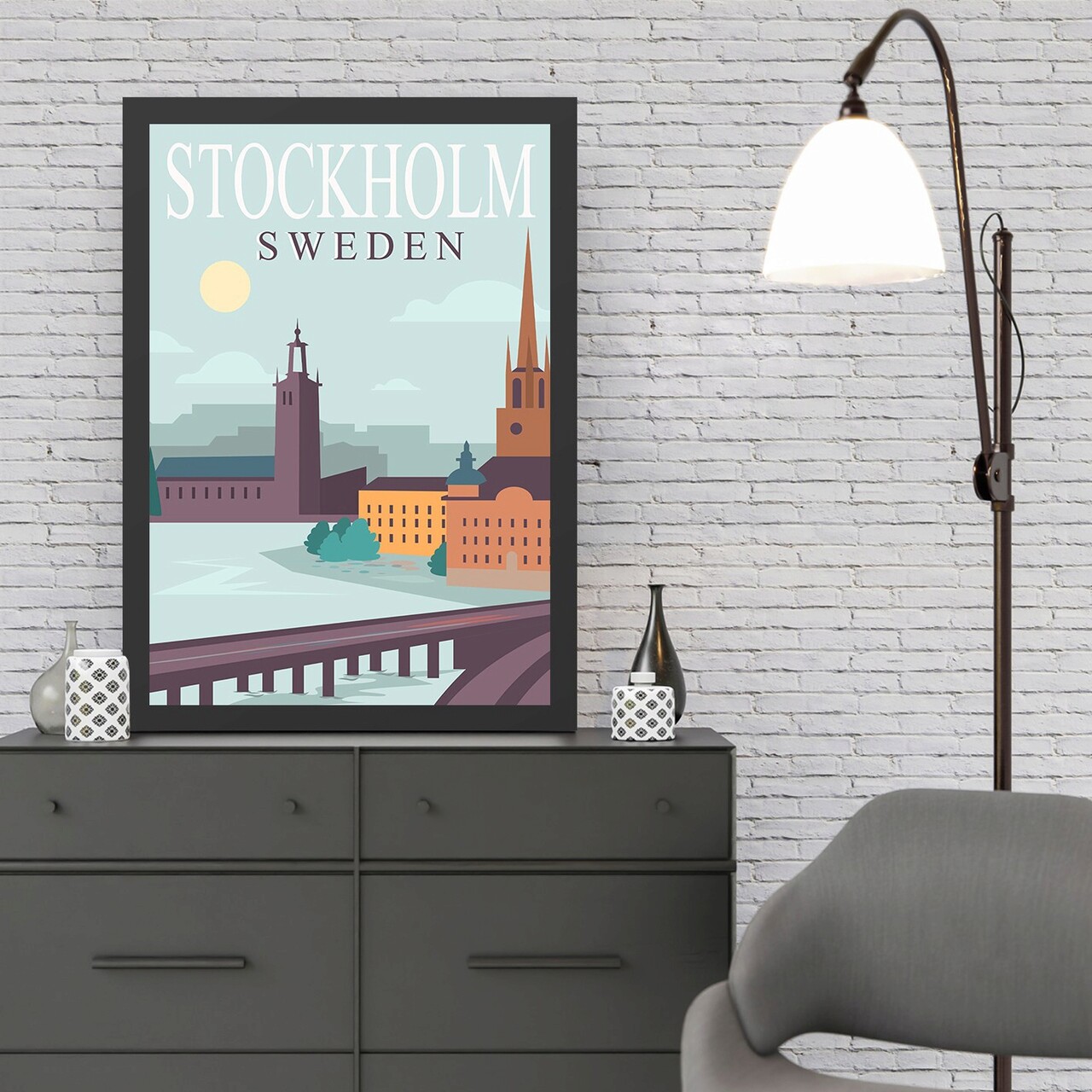 Tablou decorativ Stockholm (35 x 45) Polistiren (Grosime: 2 cm Multicolor