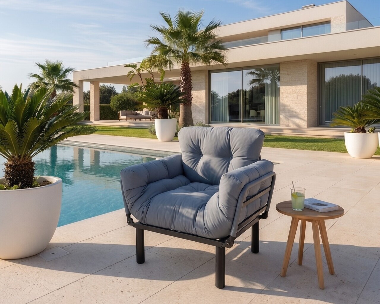 Canapea extensibilă de grădină cu 1 loc, Atelier del Sofa, 859FTN2914, Gri