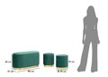 Set bancheta si 2 taburete Shopy, Mauro Ferretti, 80x37x42 cm, 29x35 cm, fier/MDf/poliester, verde/auriu
