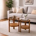 Set masute 2 piese, Hanah Home, Golf 2, LEMN MASIV DE FAG, Maro