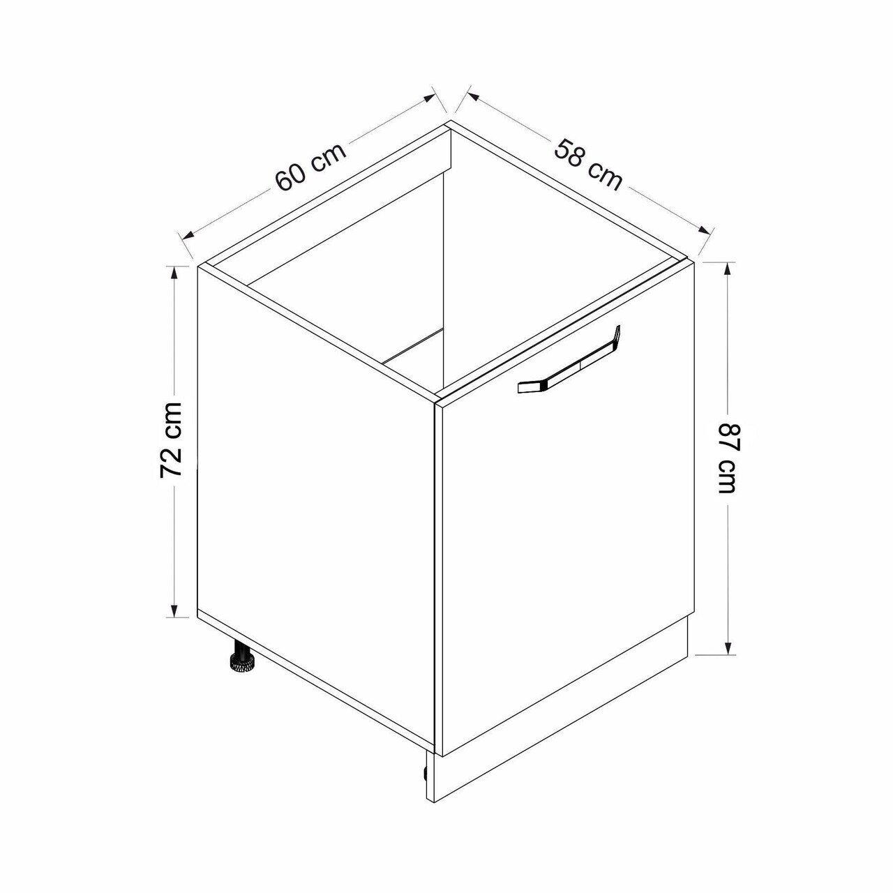 Dulap pentru bucatarie, Hanah Home, Minar, 60x87x58 cm, Alb / Antracit — imaginea 7