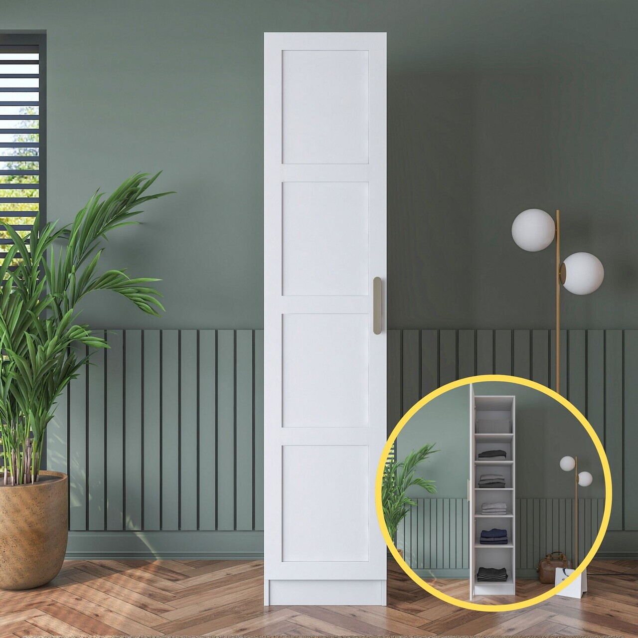 Dulap pentru haine, Hanah Home, BA190, 45x210x57.5 cm, PAL melaminat, Alb - view 2