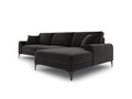 Coltar dreapta, Madara, Mazzini Sofas, 5 locuri, black legs, 254x182x90 cm, catifea, gri inchis