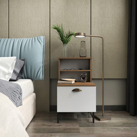 Noptiera, Retricy, Cressi, 45x83x22.5 cm, PAL, Nuc / Alb 45x83x22.5 imagine 2022