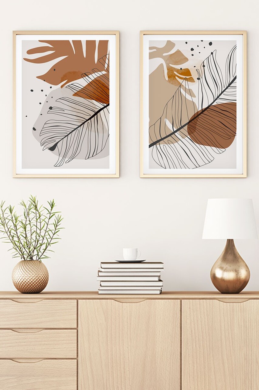 Set 2 tablouri decorative Huhu36 Cadru: 100% LEMN MASIV (Grosime: 25 cm) Multicolor