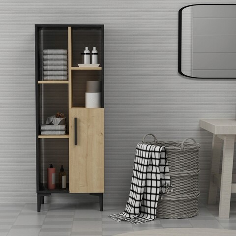 Dulap multifunctional, olivia, ephesus, 50x138.6x29.6 cm, pal , stejar safir / negru