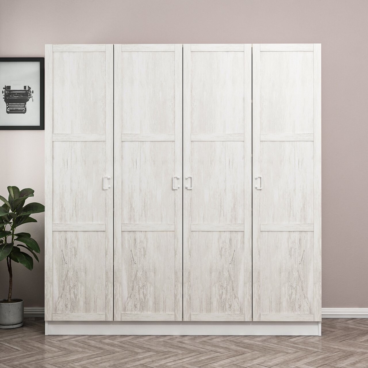 Dulap pentru haine, Minerva, Kale Country, 180x190x52 cm, PAL, Alb - 1 | YEO