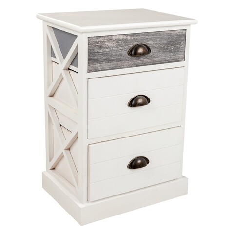 Comoda cu 3 sertare creaciones meng, 41x30x60 cm, lemn de paulownia/mdf