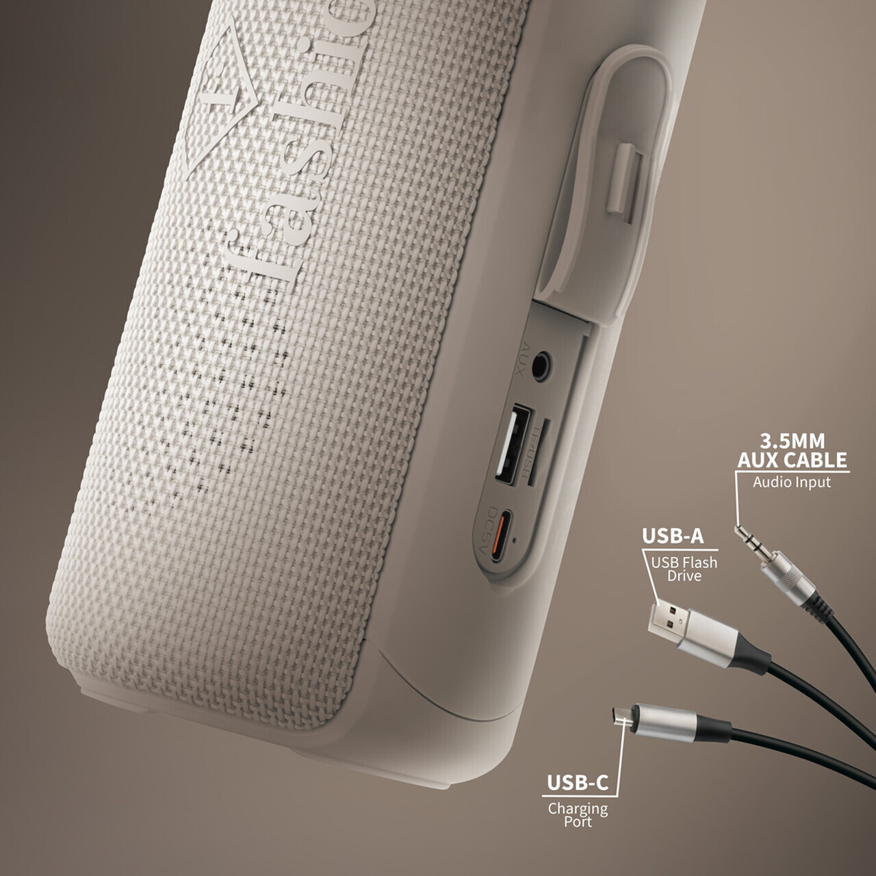 Boxa Bluetooth M Fashion TV, Matte Cream-Gold, 8.5x8.9x21 cm, crem - imagine 4