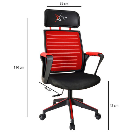 Scaun de birou, Seatix, XFly Oyuncu, 56x110x48 cm, Poliuretan, Roșu/Negru