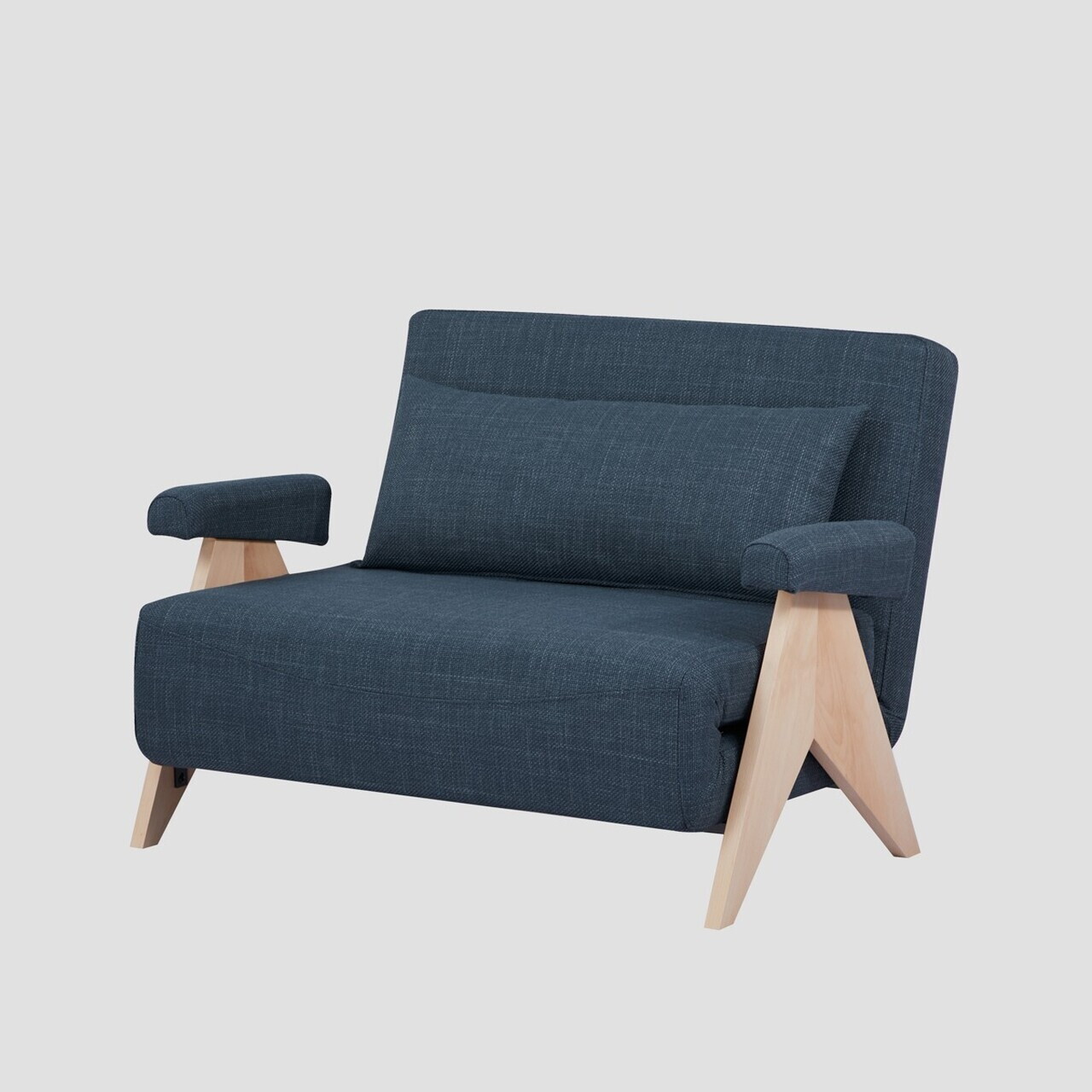 Canapea extensibila 1 loc Calore, Homla, 117x90x82 cm, lemn/poliester, albastru inchis - view 2