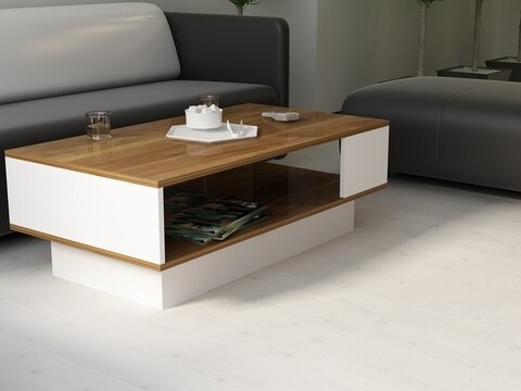 Masuta de cafea CARLOTA-1, Gauge Concept, 100x60x34 cm, aluna/alb