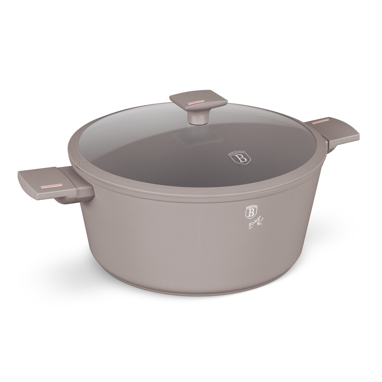 Oala cu capac Berlinger Haus, Taupe, 30 cm, 8 L, aluminiu forjat, taupe mat - imagine 5