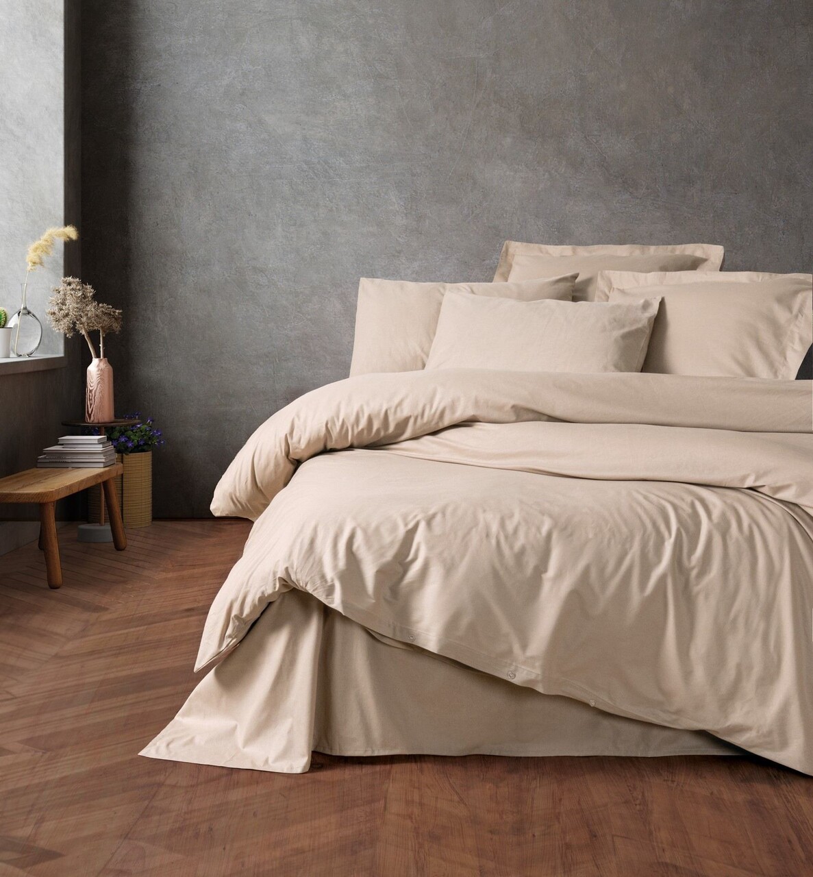 Lenjerie de pat dubla, Plain - Beige, Cotton Box, Bumbac Ranforce