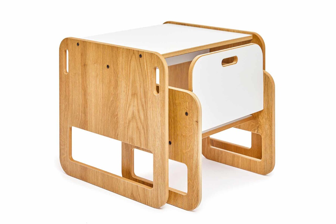Set masa si scaun pentru copii, Hanah Home, Sparrow, Alb / Natural - view 5